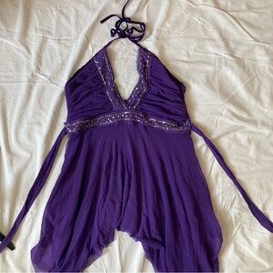 Purple Halter top with Sequin Detail